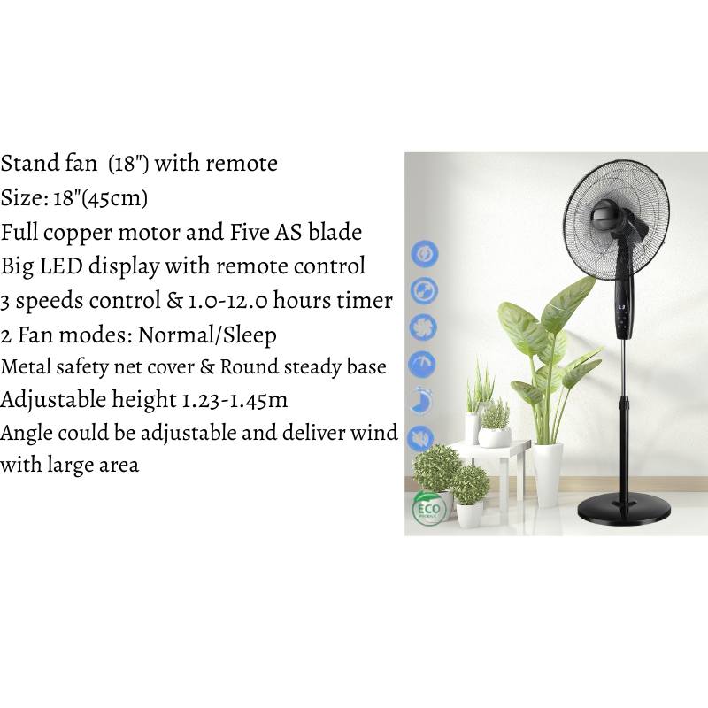Stand fan (18") with remote GENERAL NEW MASTER